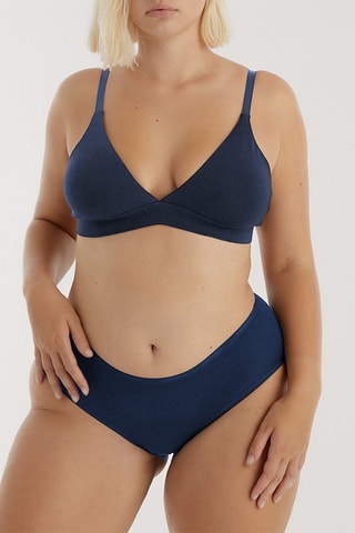 5 cuecas em algodão biológico - Azul-marinho e branco