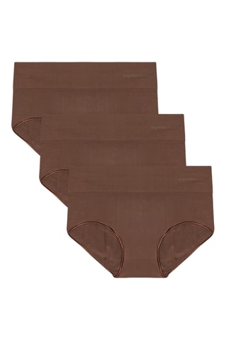 3 cuecas de cintura alta - Castanho