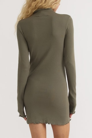 Vestido justo em algodão biológico - Caqui