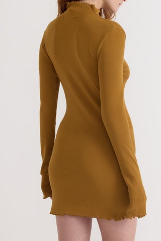 Vestido justo em algodão biológico - Mostarda