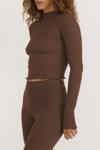 Crop top em algodão biológico - Castanho