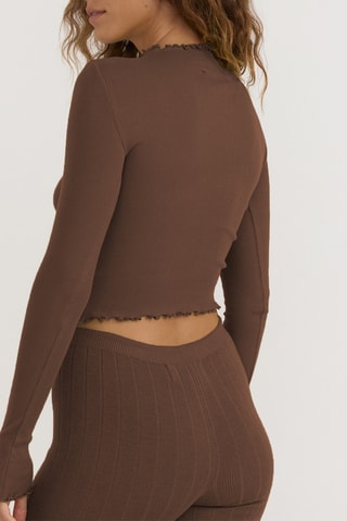 Crop top em algodão biológico - Castanho