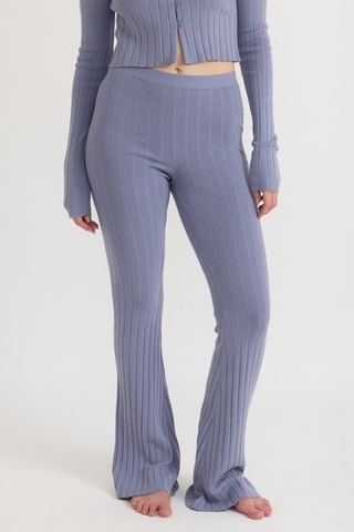 Calças flare em algodão biológico cintura subida - Violeta