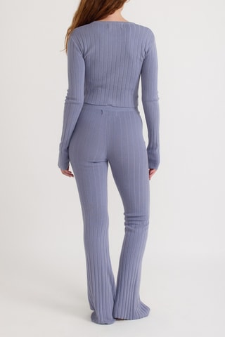 Calças flare em algodão biológico cintura subida - Violeta