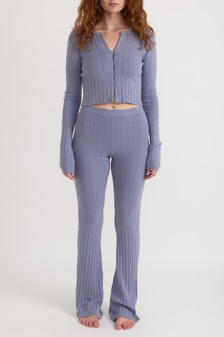 Calças flare em algodão biológico cintura subida - Violeta