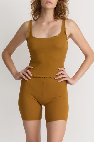 Crop top em algodão biológico - Mostarda