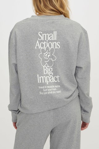 Sweat em algodão biológico - Cinzento-claro mesclado