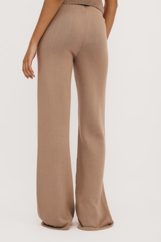 Calças wide legs em algodão biológico cintura subida - Bege