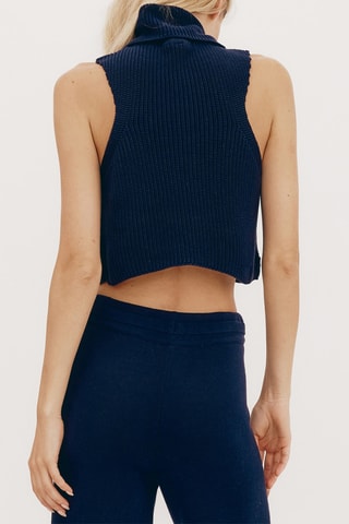 Crop top em algodão biológico - Azul-marinho