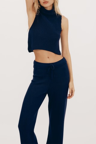 Crop top em algodão biológico - Azul-marinho