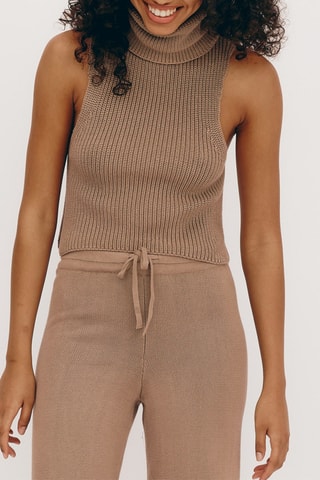 Crop top em algodão biológico - Bege