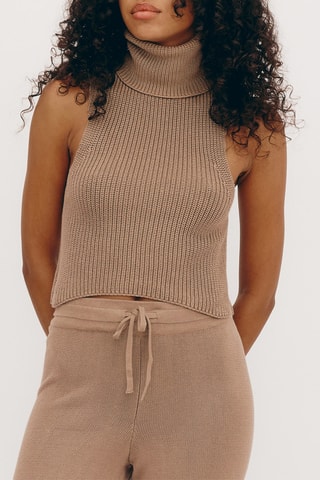 Crop top em algodão biológico - Bege