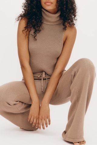 Crop top em algodão biológico - Bege