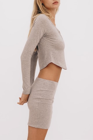 Crop top em algodão biológico - Cinzento-claro mesclado