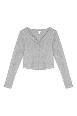 Crop top em algodão biológico - Cinzento-claro mesclado