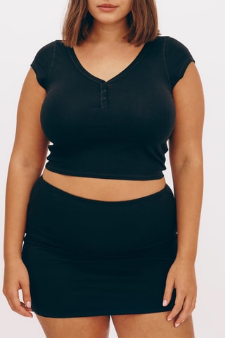 Crop top em algodão biológico - Preto