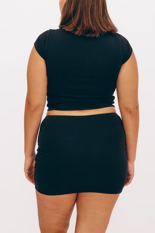 Crop top em algodão biológico - Preto