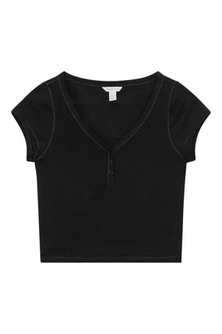 Crop top em algodão biológico - Preto