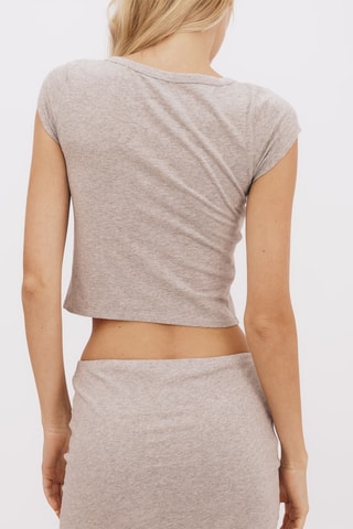 Crop top em algodão biológico - Cinzento-claro mesclado