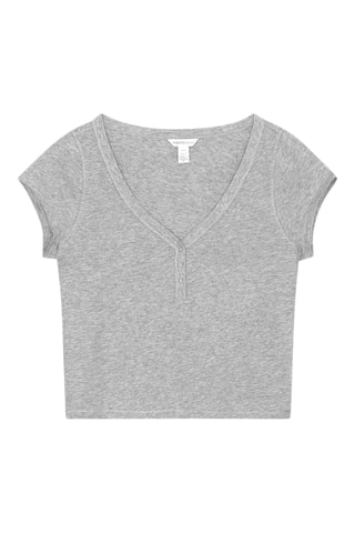 Crop top em algodão biológico - Cinzento-claro mesclado