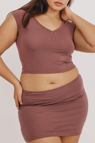 Crop top em algodão biológico - Rosa-velho