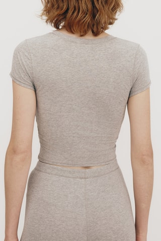 T-shirt cropped em algodão biológico - Cinzento-claro mesclado