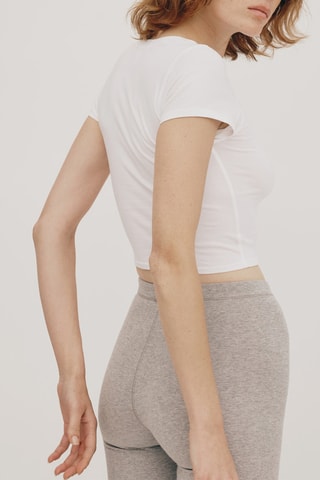 T-shirt cropped em algodão biológico - Branco