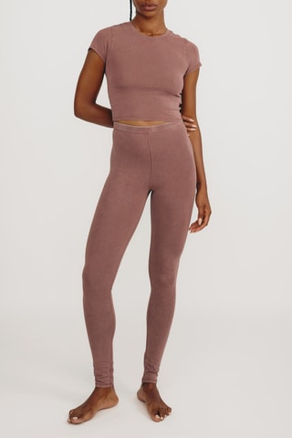 T-shirt cropped em algodão biológico - Rosa-velho