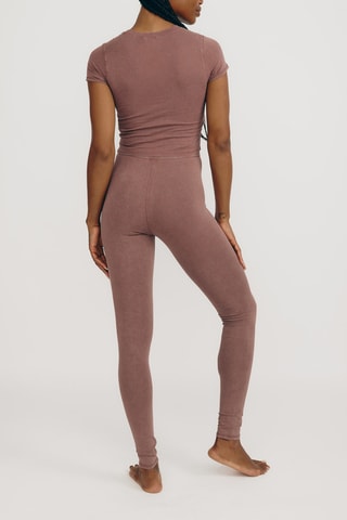 T-shirt cropped em algodão biológico - Rosa-velho