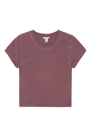 T-shirt cropped em algodão biológico - Rosa-velho