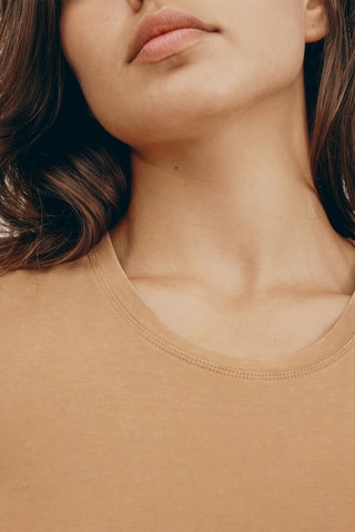 T-shirt cropped em algodão biológico - Castanho-claro