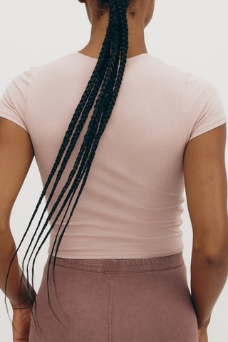 T-shirt cropped em algodão biológico - Rosa