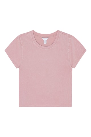 T-shirt cropped em algodão biológico - Rosa