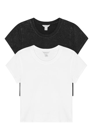 2 t-shirts cropped em algodão biológico - Preto e branco
