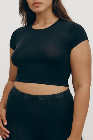 2 t-shirts cropped em algodão biológico - Preto e branco