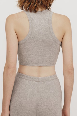 Crop top em algodão biológico - Cinzento-claro mesclado