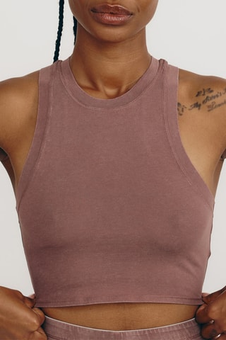 Crop top em algodão biológico - Rosa-velho