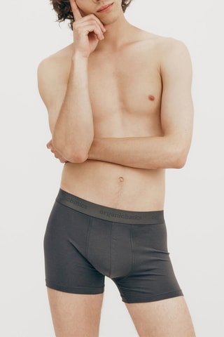 3 boxers em algodão biológico - Branco e cinzento-escuro