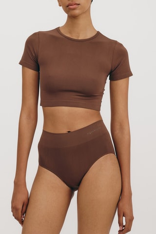 T-shirt cropped - Castanho