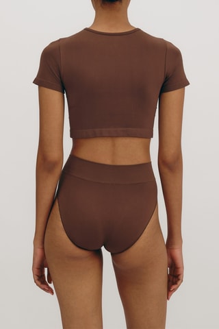 T-shirt cropped - Castanho