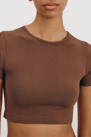 T-shirt cropped - Castanho