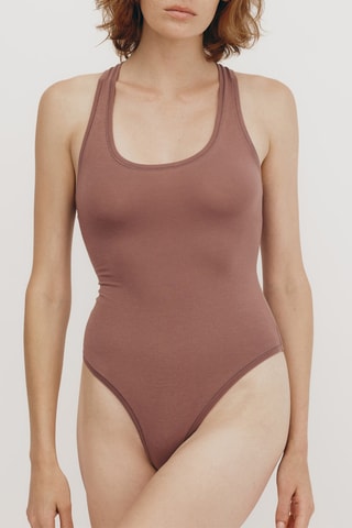 Body-string em algodão biológico - Rosa-velho