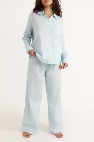 Calças em algodão biológico - Azul-celeste