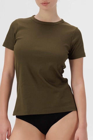 T-shirt em algodão biológico - Verde-azeitona