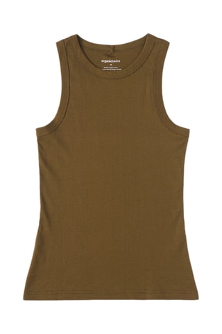 Camisola de alças em algodão biológico - Verde-azeitona