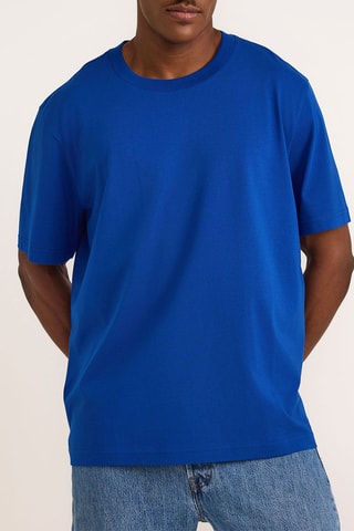 T-shirt em algodão biológico - Azul-eléctrico