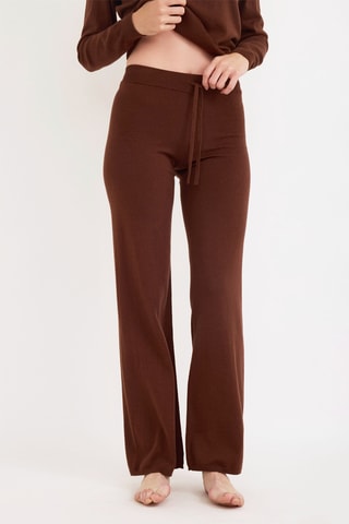 Calças em algodão biológico - Castanho