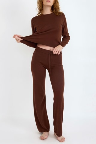 Calças em algodão biológico - Castanho