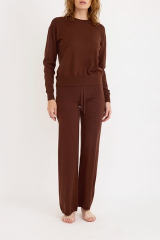 Calças em algodão biológico - Castanho