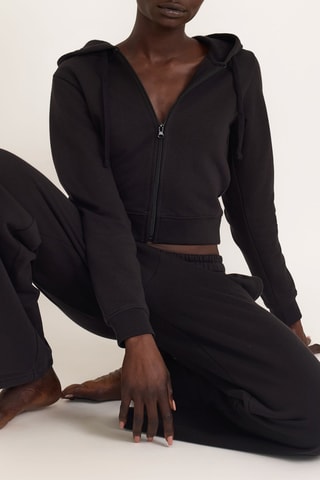 Sweat com capuz em algodão biológico - Preto